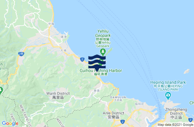 Mapa de mareas Green Bay, Taiwan