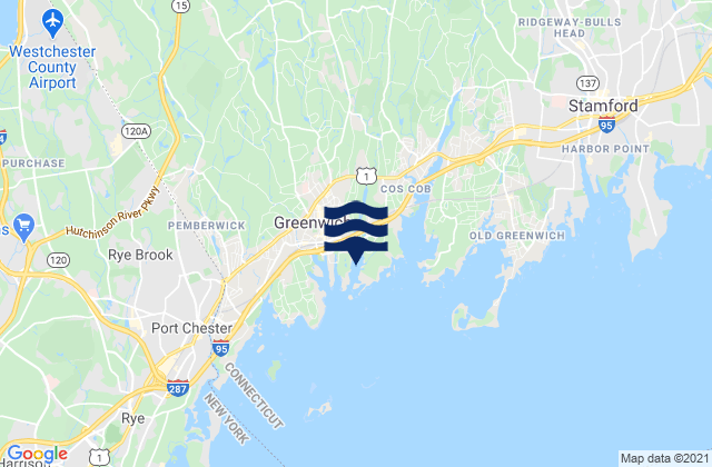 Mapa de mareas Greenwich, United States