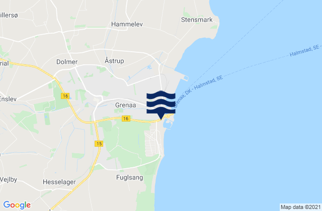 Mapa de mareas Grenaa, Denmark