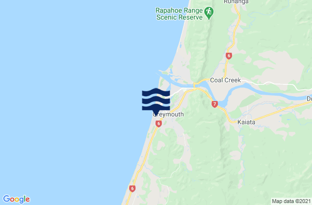 Mapa de mareas Greymouth, New Zealand