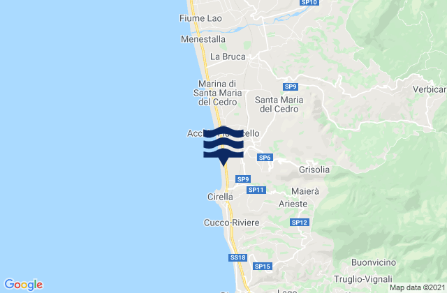 Mapa de mareas Grisolia, Italy