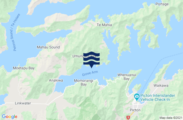 Mapa de mareas Grove Arm, New Zealand