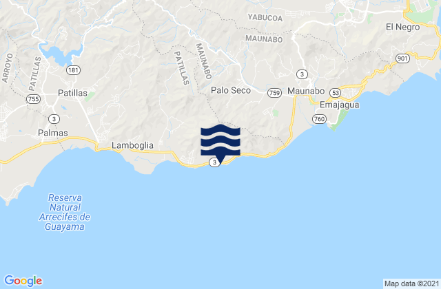 Mapa de mareas Guardarraya Barrio, Puerto Rico