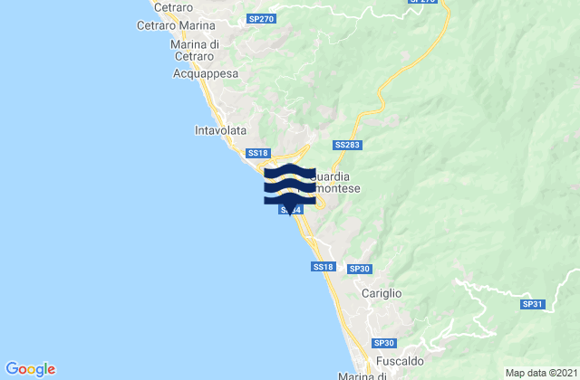 Mapa de mareas Guardia Piemontese, Italy