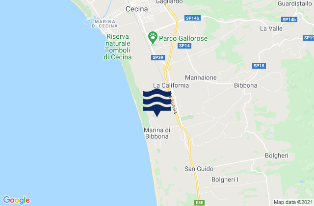 Mapa de mareas Guardistallo, Italy