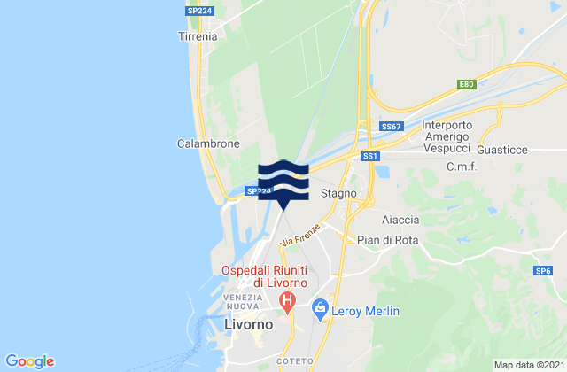 Mapa de mareas Guasticce, Italy