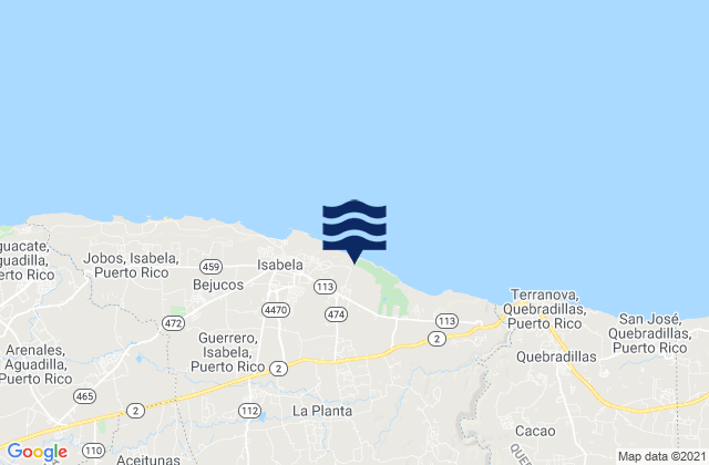 Mapa de mareas Guayabos Barrio, Puerto Rico