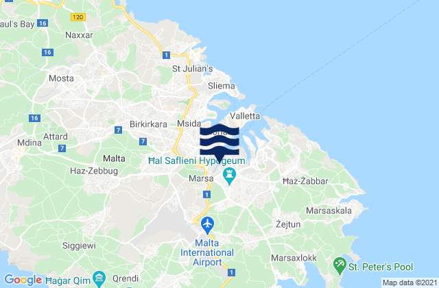 Mapa de mareas Gudja, Malta