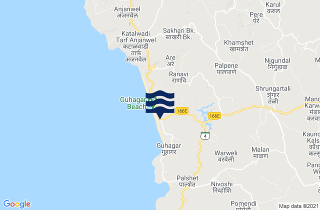 Mapa de mareas Guhāgar, India