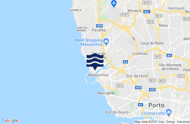 Mapa de mareas Guifões, Portugal