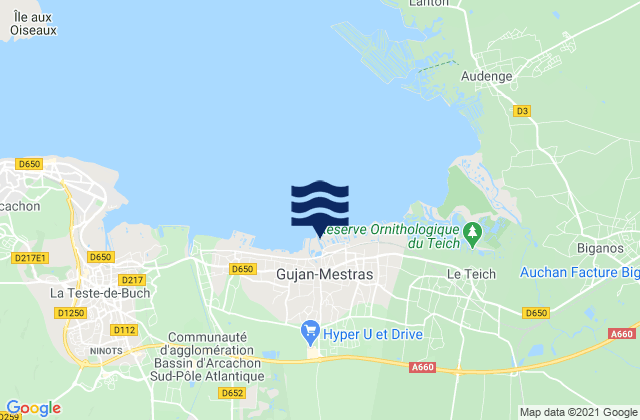 Mapa de mareas Gujan-Mestras, France