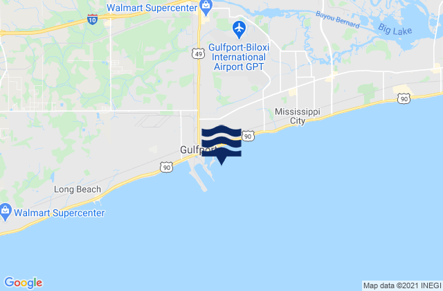 Mapa de mareas Gulfport Harbor, United States