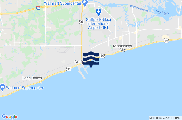 Mapa de mareas Gulfport Harbor Mississippi Sound, United States