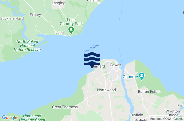 Mapa de mareas Gurnard Bay, United Kingdom