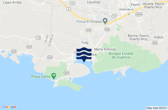 Mapa de mareas Guánica Barrio-Pueblo, Puerto Rico