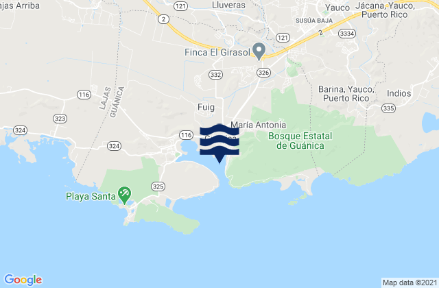 Mapa de mareas Guánica, Puerto Rico