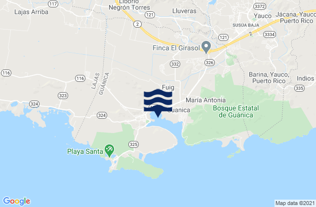 Mapa de mareas Guánica Municipio, Puerto Rico