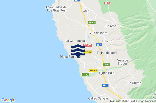 Mapa de mareas Guía de Isora, Spain
