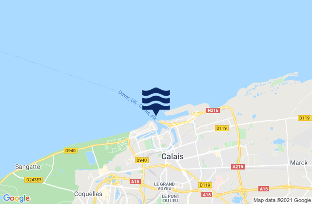 Mapa de mareas Guînes, France