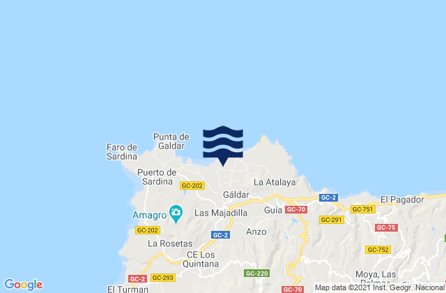 Mapa de mareas Gáldar, Spain