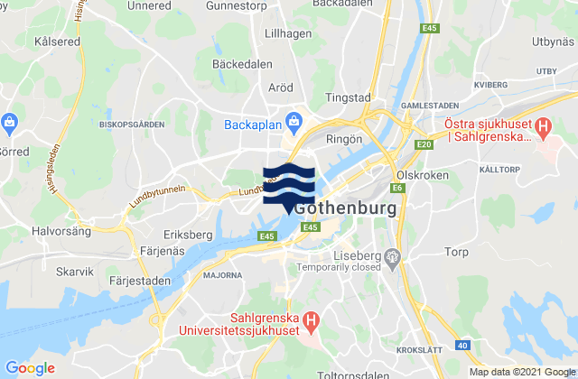 Mapa de mareas Göteborgs stad, Sweden