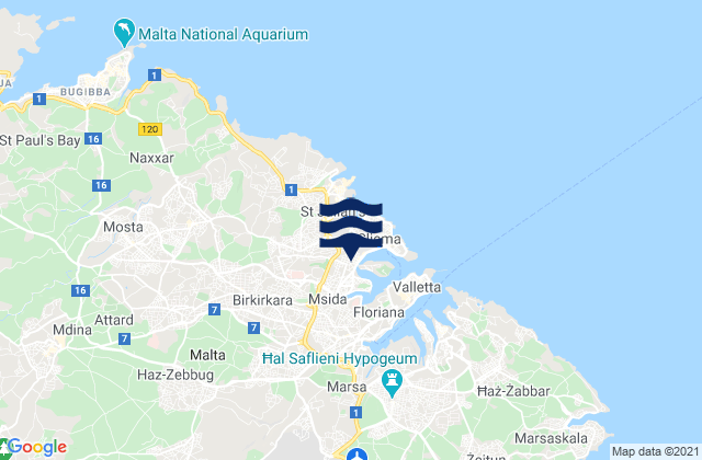 Mapa de mareas Gżira, Malta
