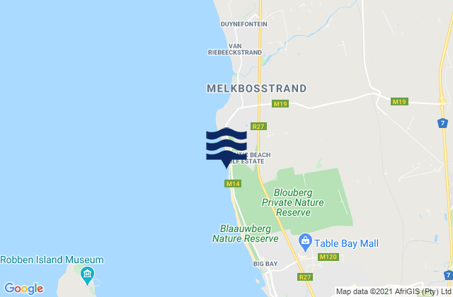 Mapa de mareas Haakgat, South Africa