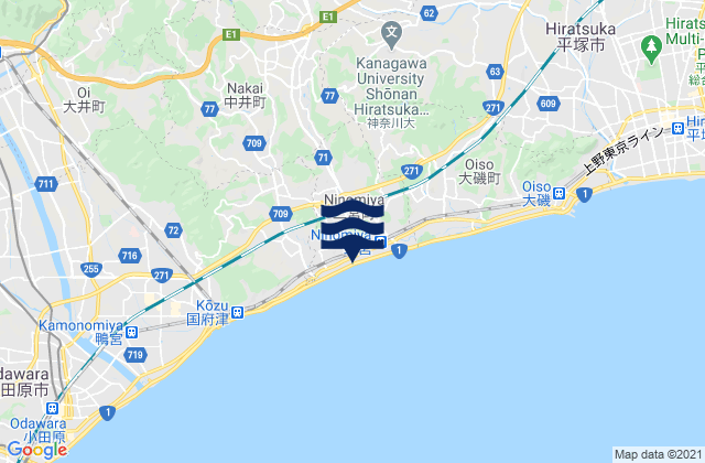 Mapa de mareas Hadano, Japan