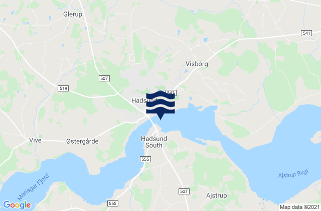 Mapa de mareas Hadsund, Denmark