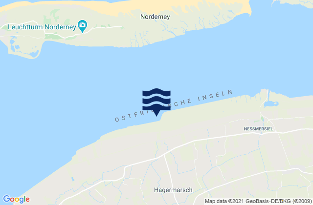 Mapa de mareas Hage, Germany