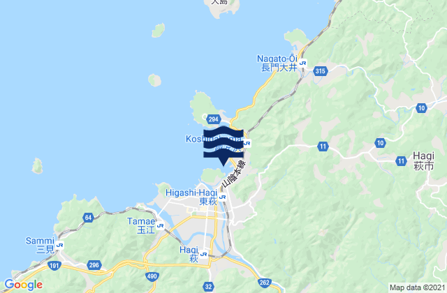 Mapa de mareas Hagi, Japan