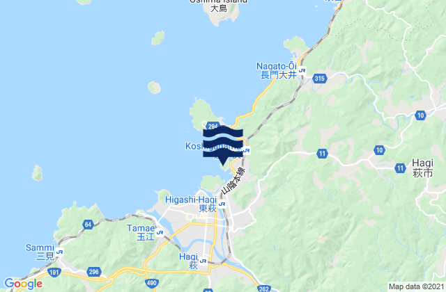 Mapa de mareas Hagi Ko, Japan