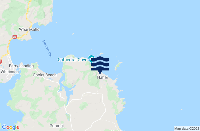 Mapa de mareas Hahei Beach, New Zealand