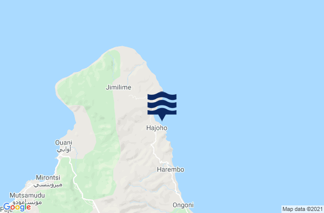 Mapa de mareas Hajoho, Comoros
