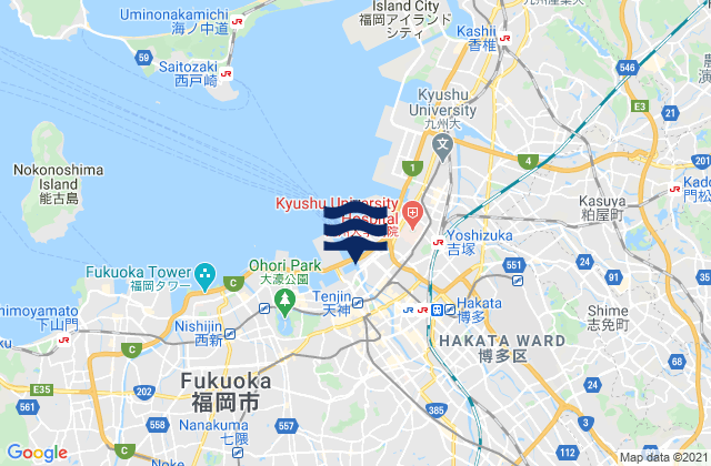Mapa de mareas Hakata-Hunadamari, Japan