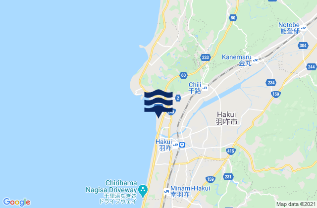 Mapa de mareas Hakui Shi, Japan