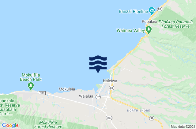 Mapa de mareas Haleiwa, United States