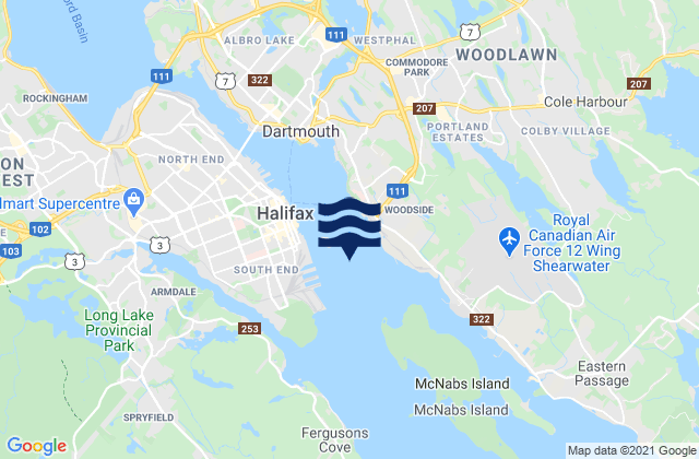 Mapa de mareas Halifax Harbour, Canada