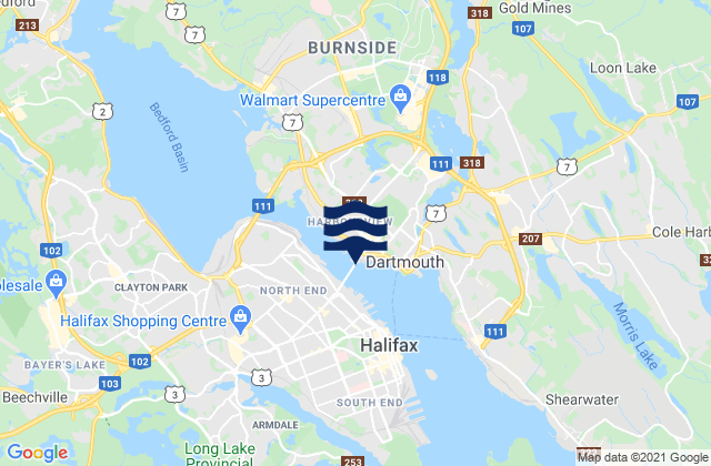 Mapa de mareas Halifax, Canada