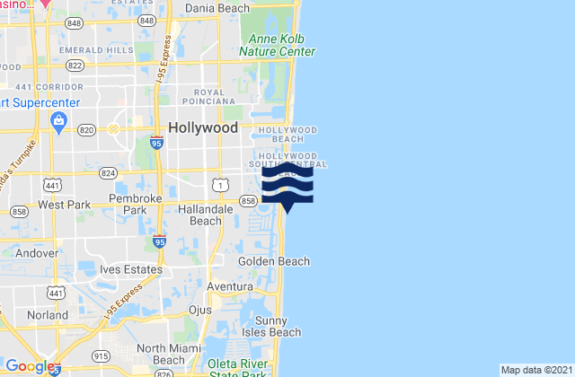 Mapa de mareas Hallandale Beach, United States