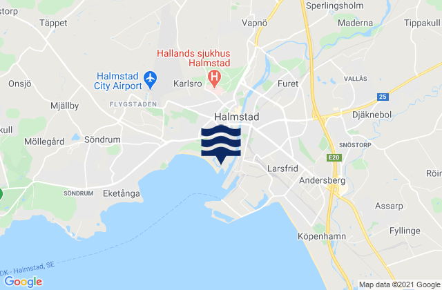 Mapa de mareas Halmstad, Sweden