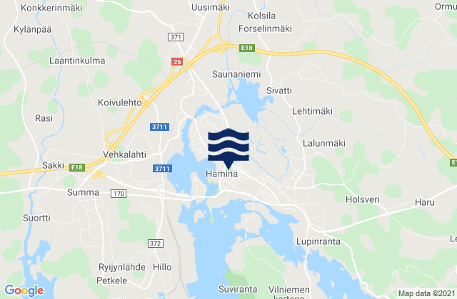 Mapa de mareas Hamina, Finland