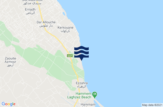 Mapa de mareas Hammam El Guezaz, Tunisia