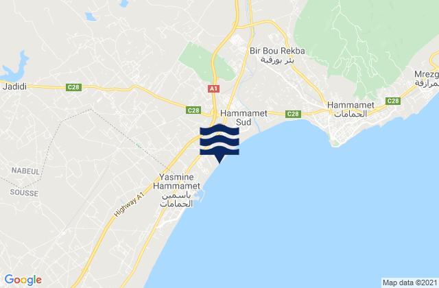 Mapa de mareas Hammamet, Tunisia
