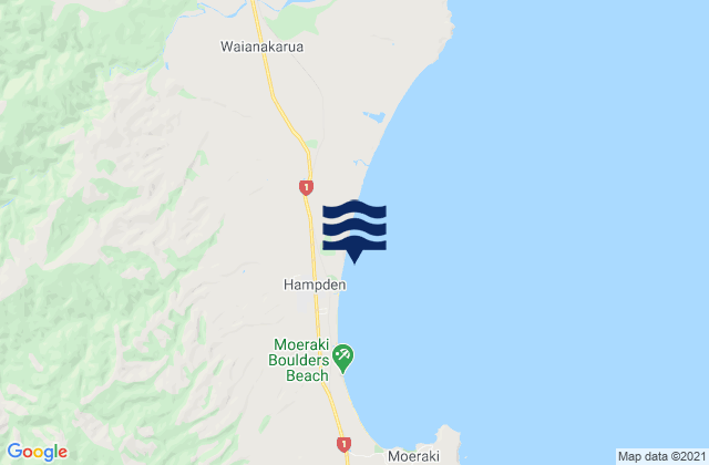 Mapa de mareas Hampden Beach, New Zealand