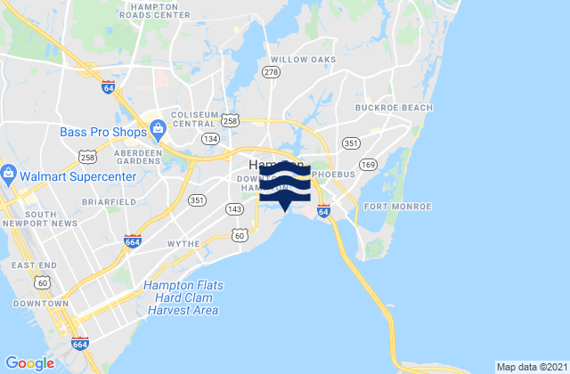 Mapa de mareas Hampton, United States