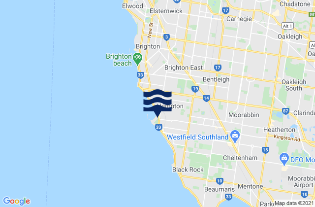 Mapa de mareas Hampton East, Australia