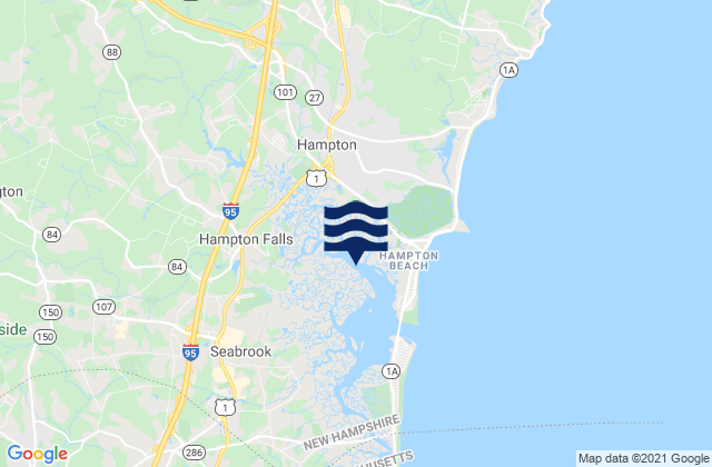 Mapa de mareas Hampton Falls, United States