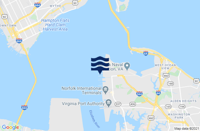 Mapa de mareas Hampton Roads (sewells Point), United States