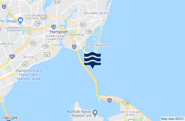Mapa de mareas Hampton Roads entrance midchannel, United States